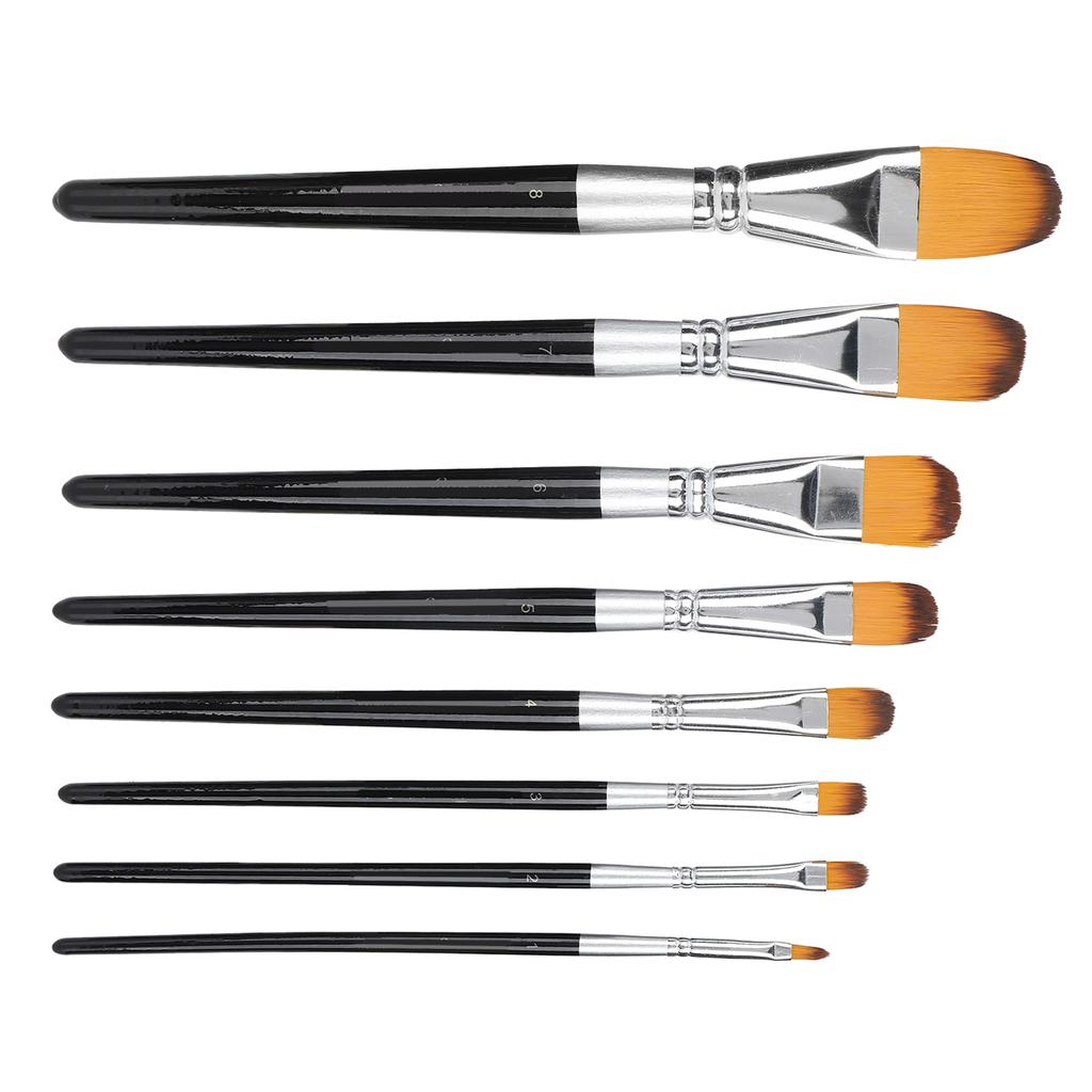8Pcs Artist Paint Brush Set Nylon Hair Brushes for Oil Acrylic Watercolor Painting
