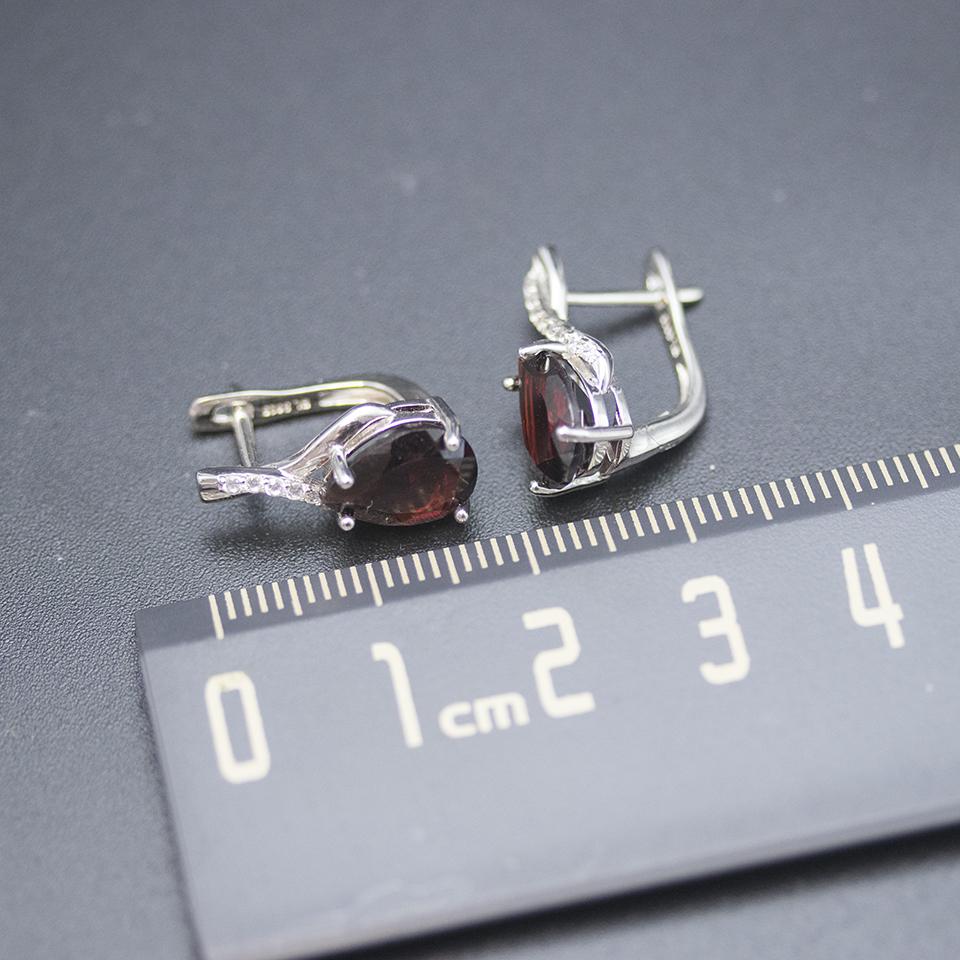 100% Natural Garnet Stud Clasp Earrings 925 Sterling Silver Pear 9*7mm Gemstone Jewelry for Women Wife Girl Gift