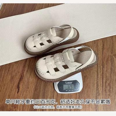 Две модели женских сандалий с выдолбленным носком и головкой-мешком 2025 года, новые туфли Mori Roman с дырочками на платформе, полутапочки, женская летняя одежда