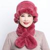 Шапка из волос кролика Рекс, новая детская шапка для мамы, зимняя теплая корейская версия, шапка для бабушки, шарф, шапка для среднего и пожилого возраста, шарф