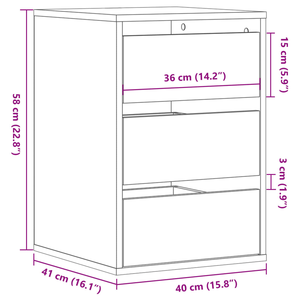 Grey Sonoma Chest of Drawers 40 x 41 x 58 cm Particleboard