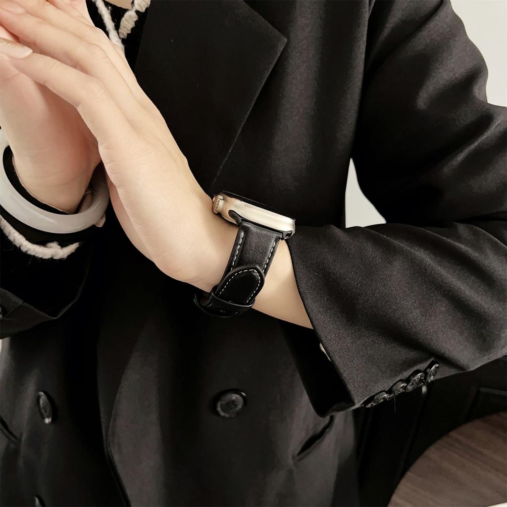 Crazy Horse Texture Round Buckle Leather Watch Band For Apple Watch Series 10 Ultra 9 8 7 SE 6 5 4 3 2 1 46mm 49mm 45mm 44mm 42mm