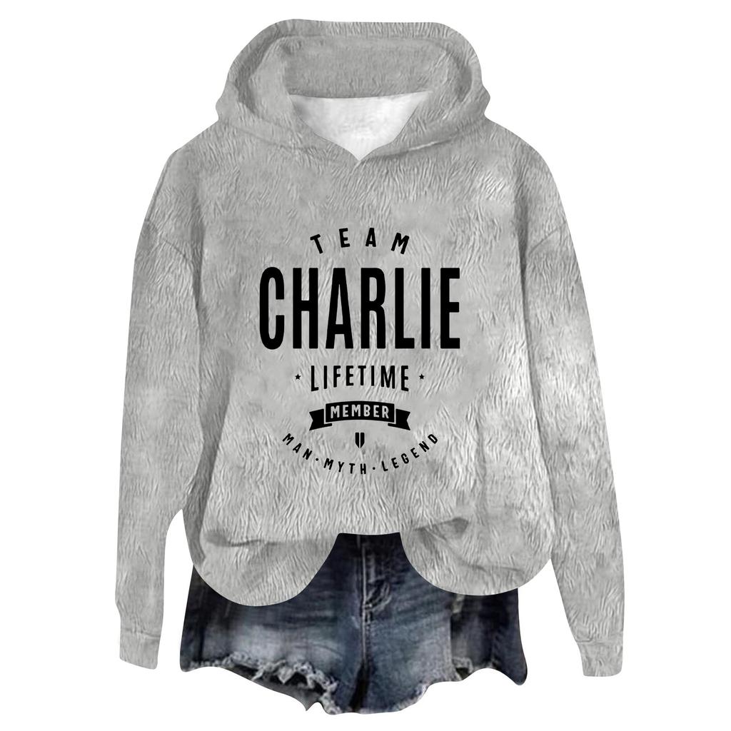 Women's Hooded Long Sleeve Printed Flannel Top Hooded Sweatshirt