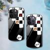 Черно-белый чехол для телефона с клетчатым медведем для Iphone 14 11 13 12mini Pro Max Xs X Xr 7 8plus Se2022 2020 овальный стеклянный чехол Capas
