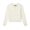 Original Fashion Casual Twisted V-Neck Knit Sweater Women Sweater Cream-White F71W439401FIV