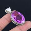 Кулон из драгоценного камня с аметистом, твердый кулон из стерлингового серебра 925 пробы, ювелирный подарок для унисекс