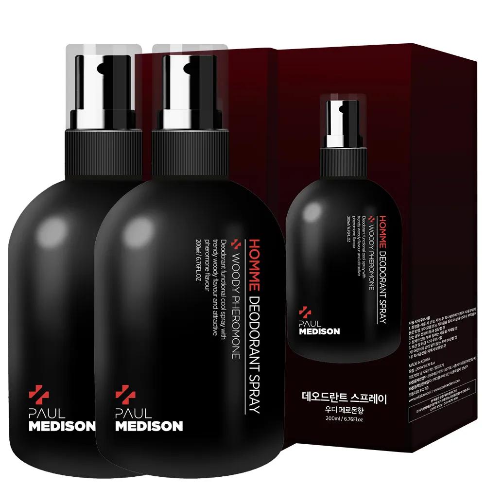 PAUL MEDISON Homme Deodorant Spray Woody Pheromone Scent, 200ml, 2 pcs