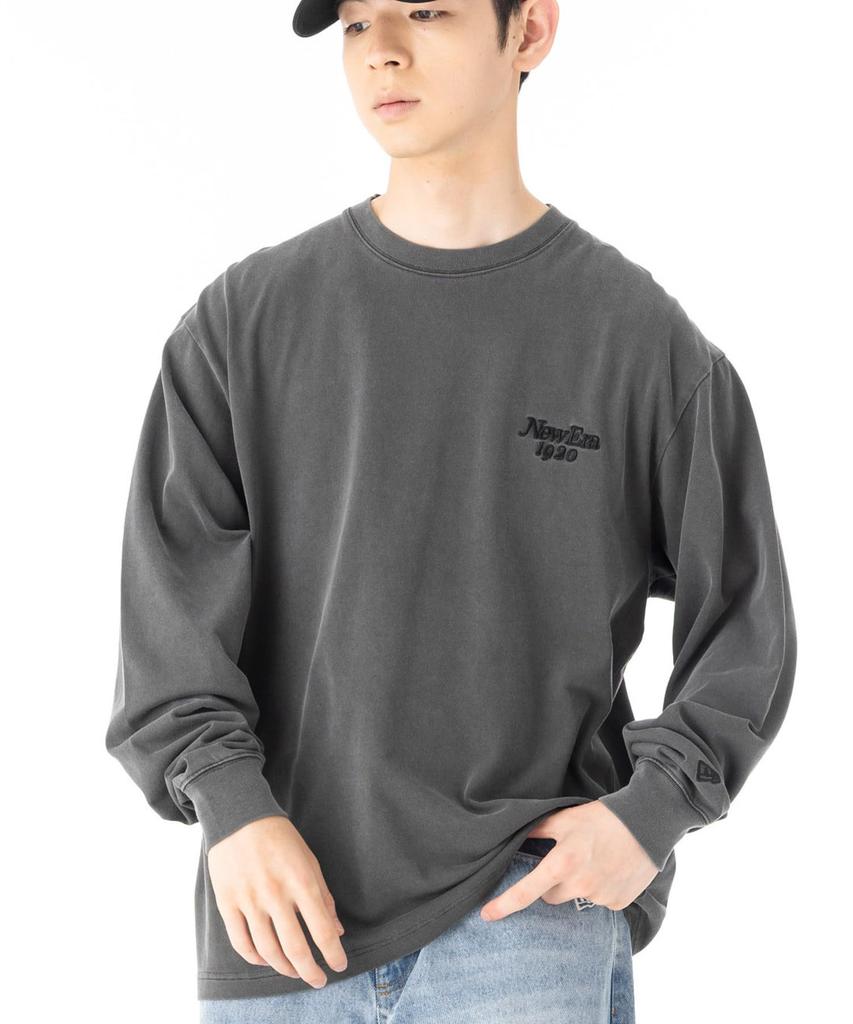 NEW ERA Long Sleeve Oversized Cotton Tee Garment Dye Dark Gray XL 15129357 NER37A9415 T-Shirt
