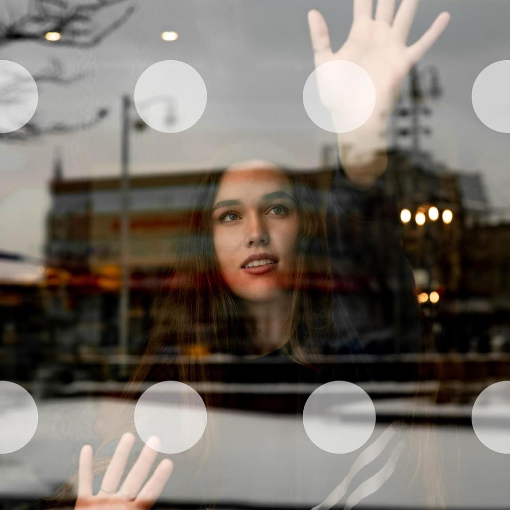 24 x Etched Glass Safety Windows Stickers - 2 inch Round Awareness Decals for Sliding Doors, Glass Panels, Balconies, Shower Door and Partitions