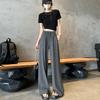 Yangi Yuqori Bel Drape Keng Retro Yozgi Yaxna To'g'ri Shimlar