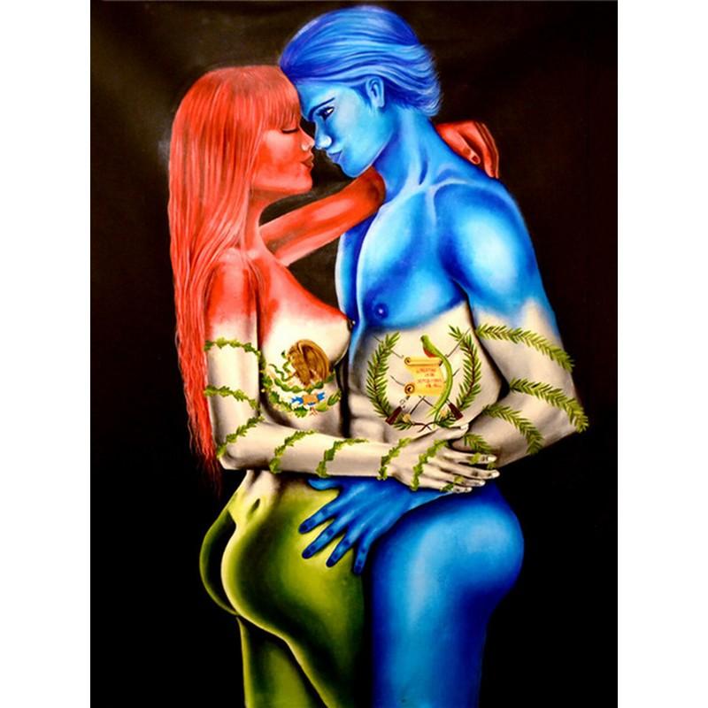 5d Diy Diamond Painting Nude Body Lover Body Art Flower Full Mosaic Embroidery Round Rhinestone Cross Stitch Home Decoration