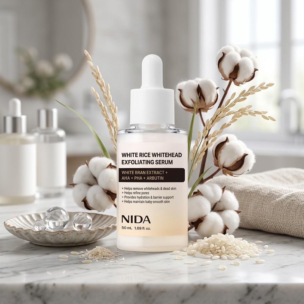 NIDA Сыворотка-эксфолиант для лица с белым рисом и арбутином, с AHA, PHA кислотами