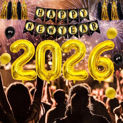 32-дюймовые Золотые Фольгированные Шары с Цифрами 2025 на Новый Год - Набор для Украшения Вечеринки
