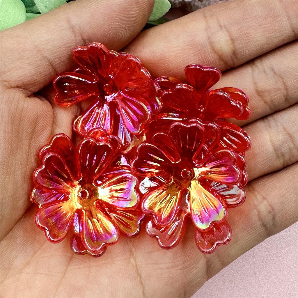 Hanmade Beads Necklace Pendant DIY Beads Acrylic Flower Beads 10Pcs 26.5mm Bead Jewelry Making