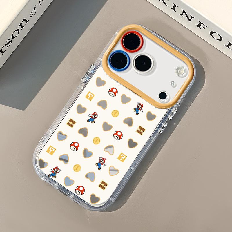 Яблоко Марио в форме сердца Зеркальный кремовый чехол для iPhone 17 Pro Max Чехол для iPhone 16 для 15 и 14