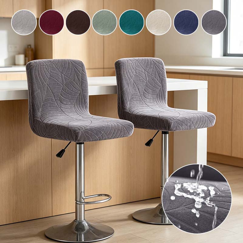 Stretchable Non Slip Bar Stool Cover Solid Short Back Seat Protector For Dining Chairs