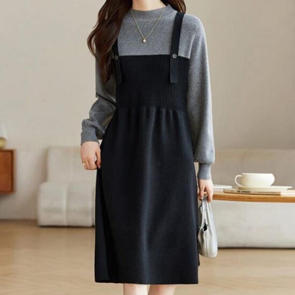 Navava Casual Two In One Long Sleeve Knit Dress No832