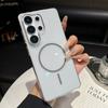 S26 подходит для Samsung S25 + полностью закрывающий PC высокая прозрачность большое отверстие тонкое кольцо магнитное всасывание S24U чехол для мобильного телефона противоударный S23 чехол