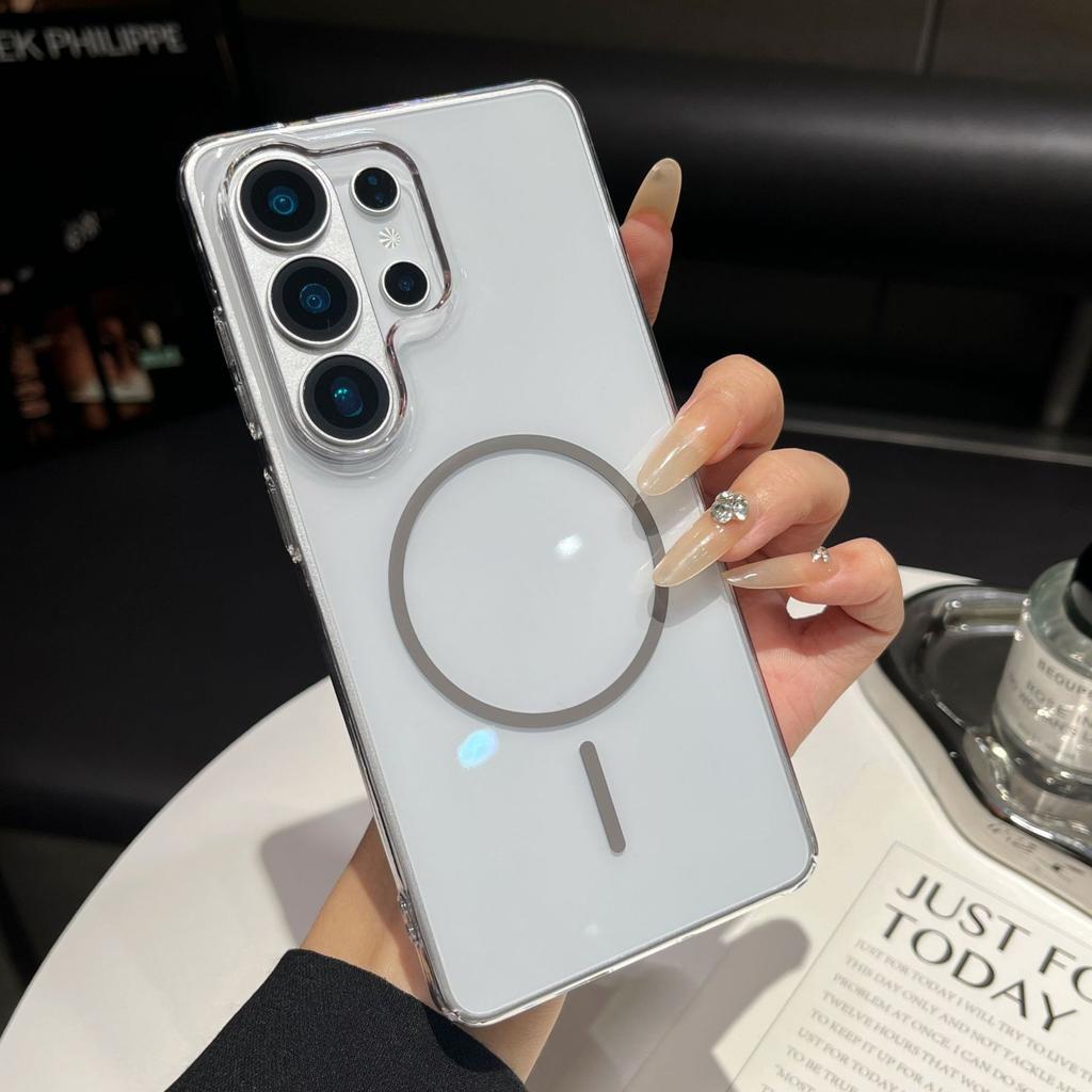 S26 подходит для Samsung S25 + полностью закрывающий PC высокая прозрачность большое отверстие тонкое кольцо магнитное всасывание S24U чехол для мобильного телефона противоударный S23 чехол
