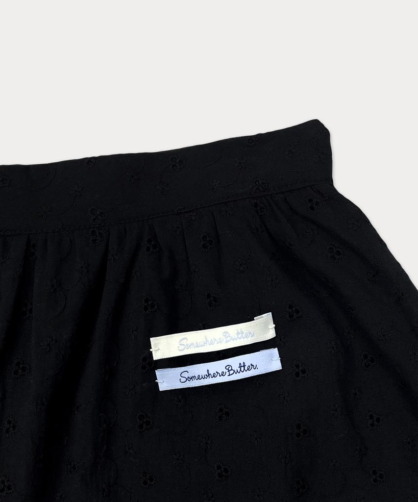 Sseomweeobeoteo Floral Ribbon Cancan Skirt - Black