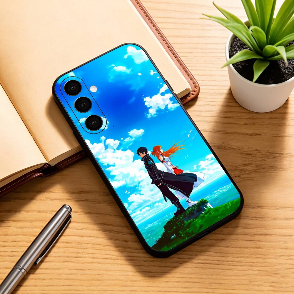 Кирито и Асуна Аниме Чехол для телефона Для Samsung Galaxy A73,A72,A71,A70,A53,A52,A51,Другие Мягкий черный чехол