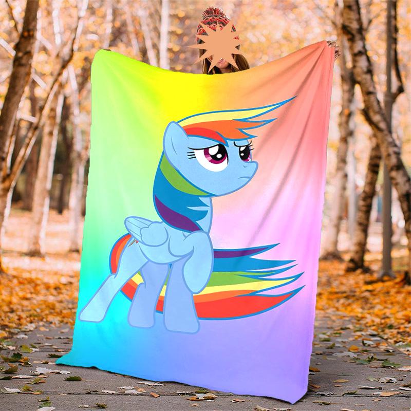 Rainbow Dash Flannel Blanket Soft Warm All-Season Throw, Design for Camping, Car Travel, Hiking Sofa, Bed, Office Perfect Gift for Parties