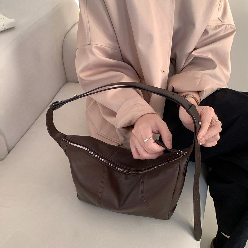 Croissant Soft Sheepskin Dumpling Bag Women's Minimalist Genuine Leather Women's Bag Niche Vintage Shoulder Crossbody Bag