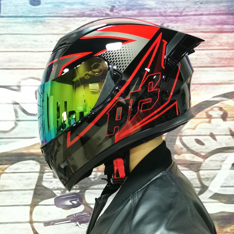 Aishi Men And Women's Electric Motorcycle Helmet Full Helmet Overlay Style Personalized Cool Rider Motorcycle With Bluetooth Horn