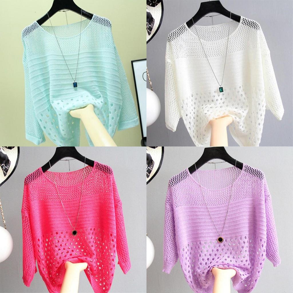 Summer Knit Sweater With Hollow Out Design For Casual Womens Wear