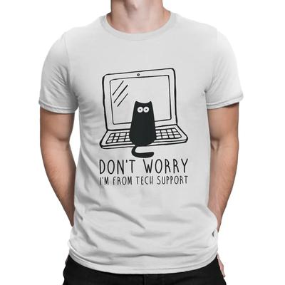 Операционная система Linux. Футболка черного цвета "Не беспокойся". Мужская одежда. Футболка из полиэстера для мужчин.
