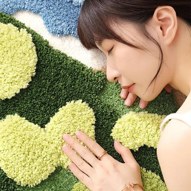 Ковер ручной работы Garden Moss, прикроватные коврики для спальни, флокированный ковер в стиле ар-деко, утолщенный коврик из микрофибры, супермягкий