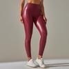 Tooxika New Style Bright Leather Stitching Leather Pants Sexy Elastic Tight High Waist Nine-point Trousers