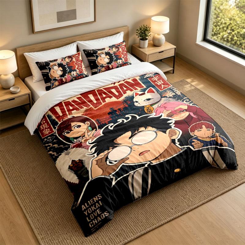 3Pcs Bedding SetDandadan Soft Bed Sheet and Two Pillowcases Home Bedroom Decor
