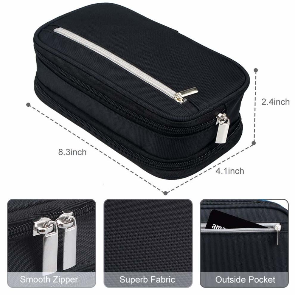 Pencil Case, Large Capacity Pencil Cases Pen Case Pencil Bag Pouch with Big Compartments for School Student Boys Girls and Office, Black