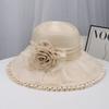 British style mesh gauze hat spring and summer new women's sunscreen big eaves flower lace sunshade fashionable and elegant top hat