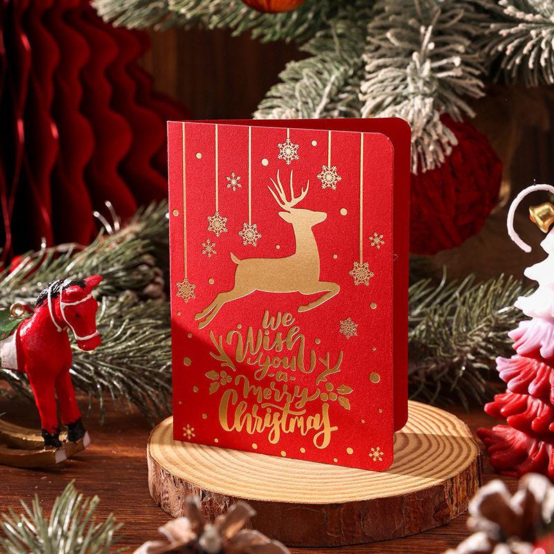 Hot stamping English Christmas cards, high-end Christmas tree gifts, gifts for the elderly, flower bouquets, store decorations, small cards