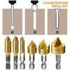 6Pcs Hexagonal Handle Conical Countersink 90 Degrees Conical Countersink Drill Bit Coated for Metal with Hex Shank Wood 6-19mm
