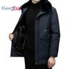 Новая зимняя мужская теплая парка, толстое пальто с большим меховым воротником, однотонная мужская повседневная тонкая куртка, мужские большие карманы