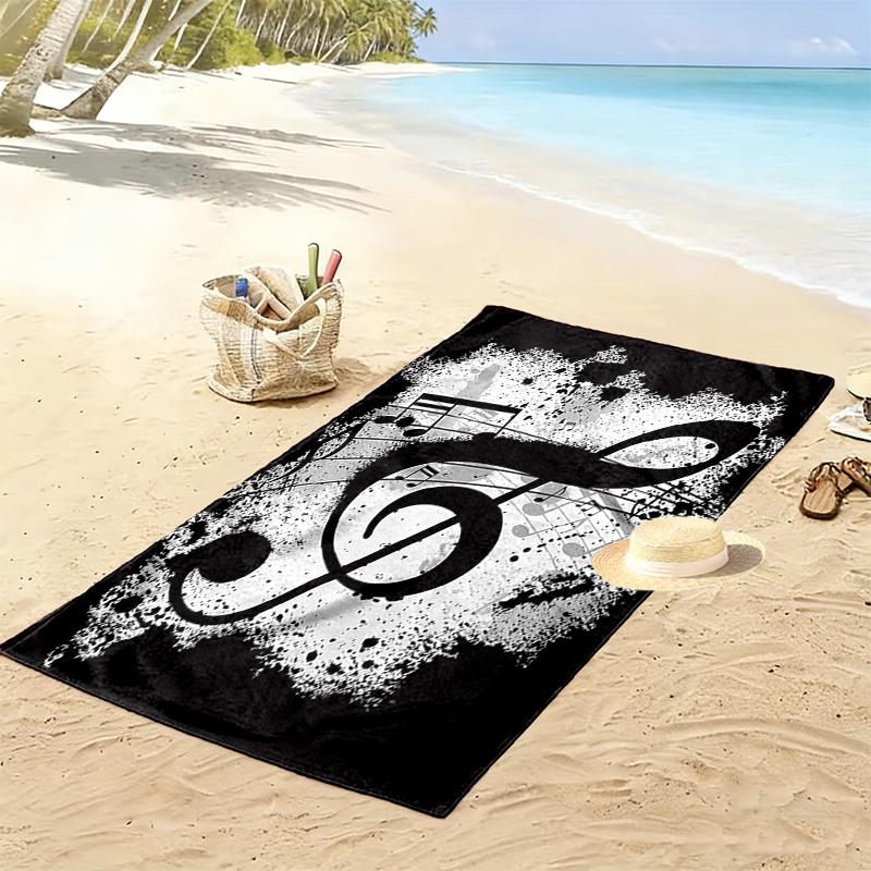 Music Note Print Beach Towel, Large Soft Quick Dry Towel for Beach Camping Swimming