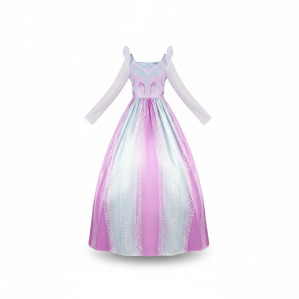 Cosplay Dress Set Long-Sleeve V-Neck Printed Dress