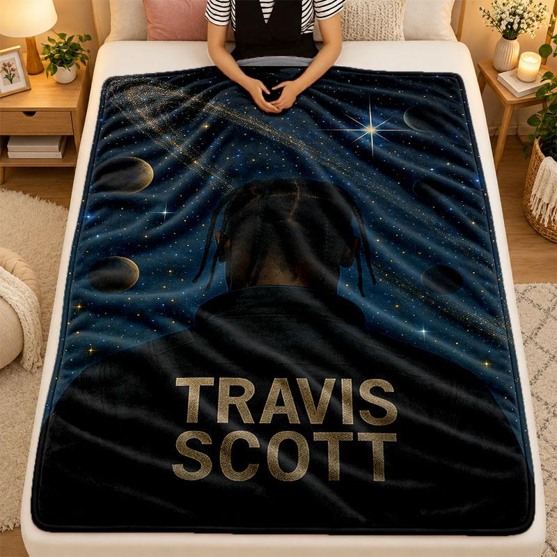 Flannel BlanketTravis Scott Warm Soft Throw Blanket for Indoor Sofa Bed Living Room Use