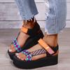 Women Platform Sandals 2022 Summer Shoes Mixed Colors Velcro Thick Bottom Sandalia Ladies Casual Open Toe Shoes
