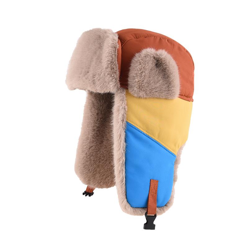 Шапка в тон, мужская зимняя теплая с защитой ушей, толстая хлопковая шапка, женская, корейская версия, для улицы, для катания на лыжах, для велоспорта, от холода, шапка-ушанка