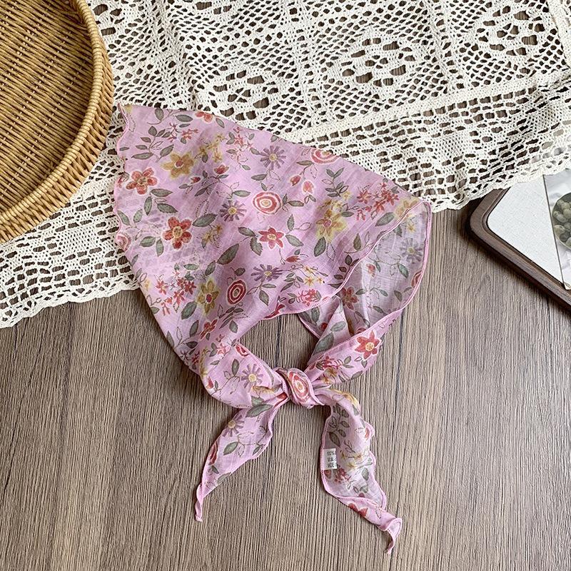 Треугольный шарф шарф женский шелковый шарф высококлассный новый летний солнцезащитный платок летняя женская пасторальная повязка на голову завязанная сумка лента