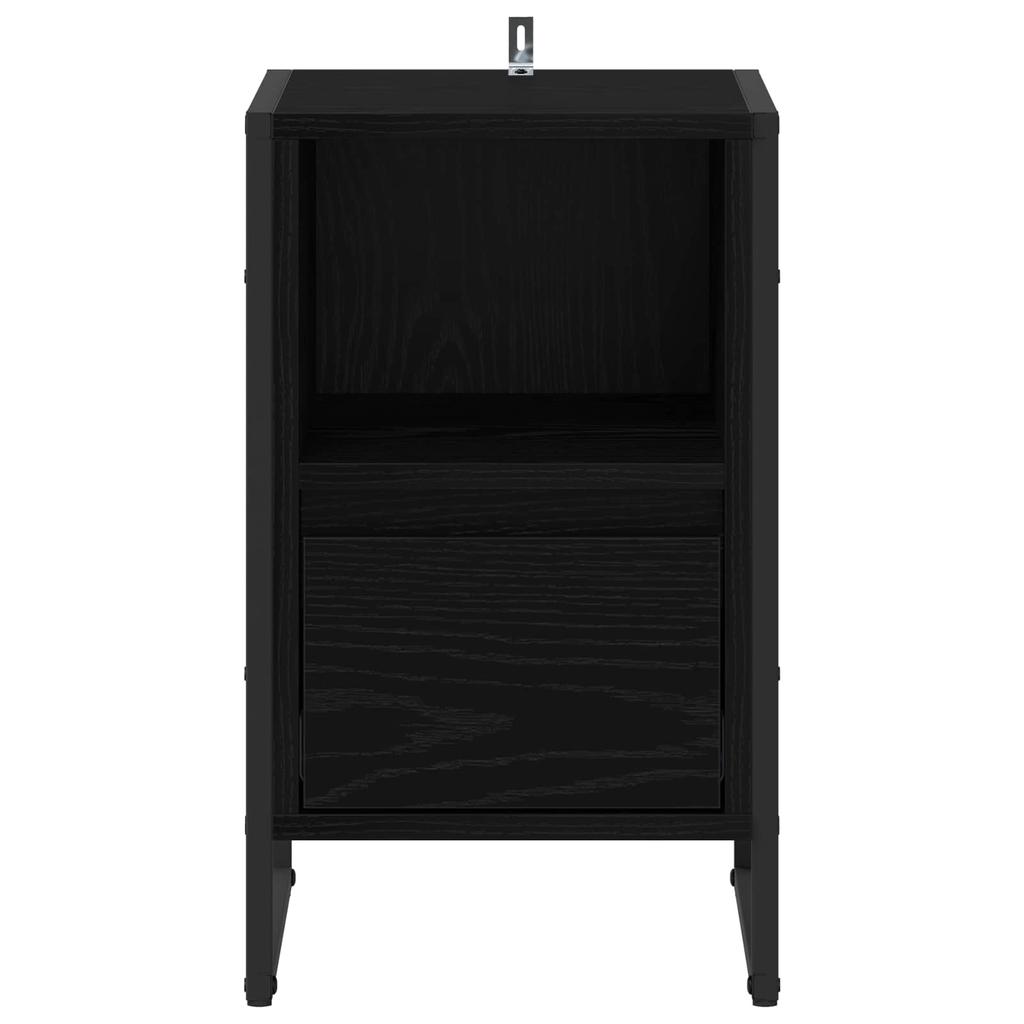 Nightstand Black Oak Effect 39.5 x 30 x 50 cm Engineered Wood