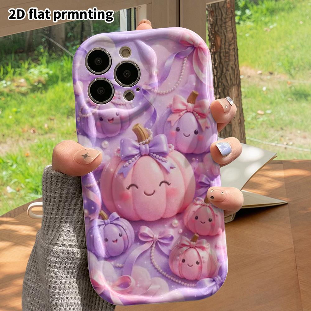 Phone Case: 2D flat design suitable for iPhone 18 17 16 15 14 13 Pro protective case, bow pumpkin, Christmas and Halloween, perfect holiday gift