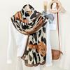 New European and American Leopard Print Bow Fashion Long Scarf Scarf for Women Versatile High-end Thin Shawl