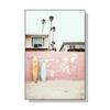 Pink Nordic Summer Holiday Travel Beach Surf Ocean Art Poster Canvas Painting Wall Art for Living Room Bedroom Home Decoration