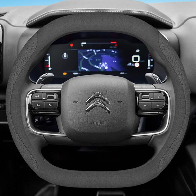 Leather Car Steering Wheel Cover for Citroen C4X C5X C5 Aircross e-Berlingo C4 2021 2022 2023 2024 Auto Interior Accessories
