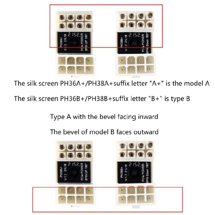 Угловой адаптер ATX для разъема питания видеокарты PCI-E 6Pin 8Pin, разворот на 180 градусов